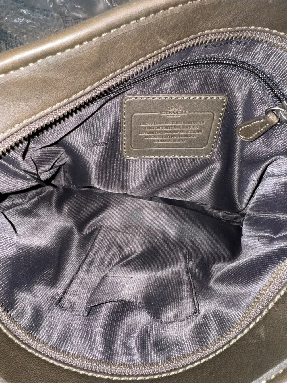 Coach Bag Messenger Dark Olive Green Leather Crossbody Bag